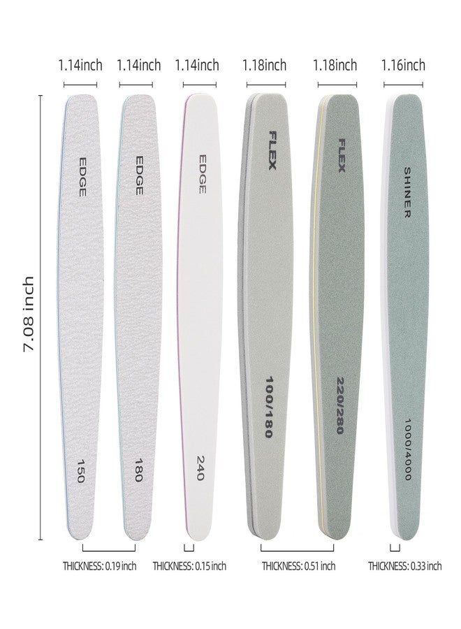 بي تي واي ام اس مجموعة BTYMS المكونة من 12 قطعة من مبارد وملمعات الأظافر للأظافر الأكريليك والطبيعية، بدرجات خشونة 150، 180، 240، 100/180، 220/280، 1000/4000 - Image 2